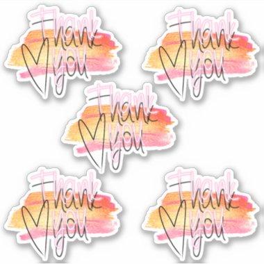 Set of 4 Modern Decorative Script Thank You Sticker