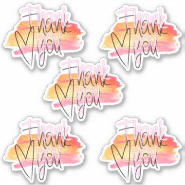 Set of 4 Modern Decorative Script Thank You Sticker