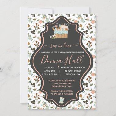 Sew In Love! Embroidery, Floral Bridal Shower Invitations