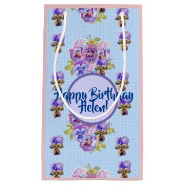 Shabby Chic Blue Dot Ditsy flowers Floral Gift Bag