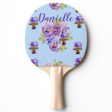 Shabby Chic Blue Flowers Floral Ping Pong Paddle