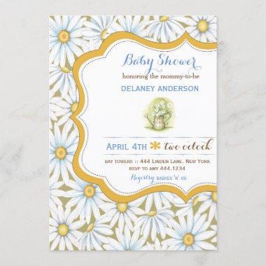 Shabby Chic Daisy Floral Baby Shower Invitations