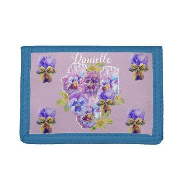 Shabby Chic Lilac Purple Floral Ladies Name Wallet