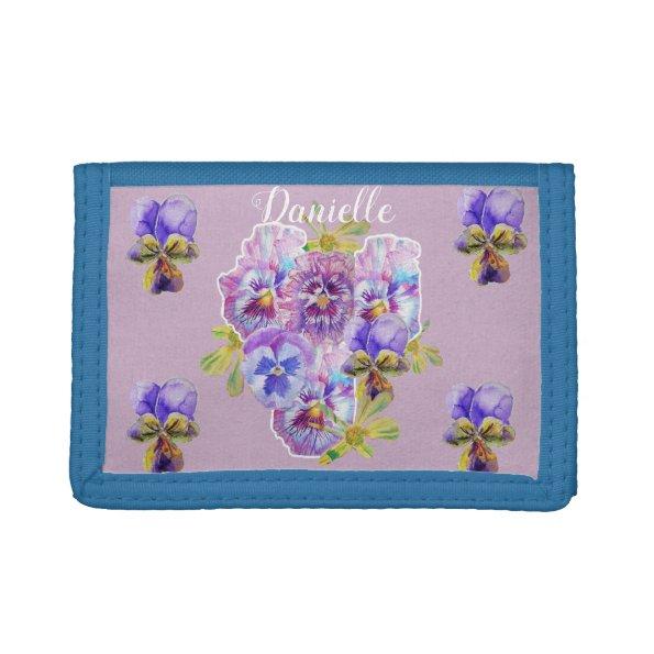 Shabby Chic Lilac Purple Floral Ladies Name Wallet
