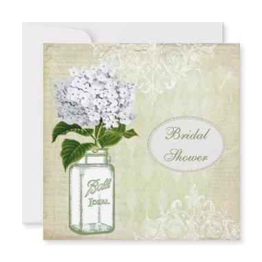 Shabby Chic Mason Jar & Hydrangea