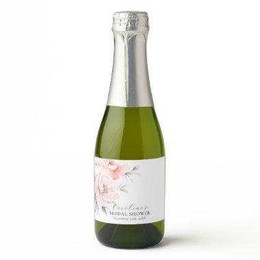 Shabby Chic Peonies Blush Pink  Sparkling Wine Label