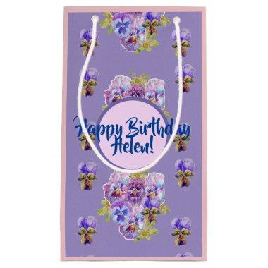 Shabby Chic Purple Pansy flowers Floral Gift Bag