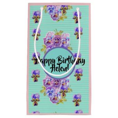 Shabby Chic Turquoise aqua flowers Floral Gift Bag