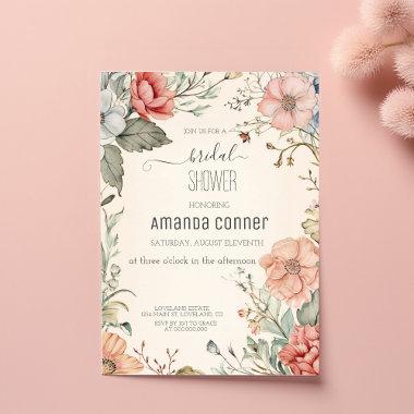 Shabby Chic Wildflower Bridal Shower Invitations