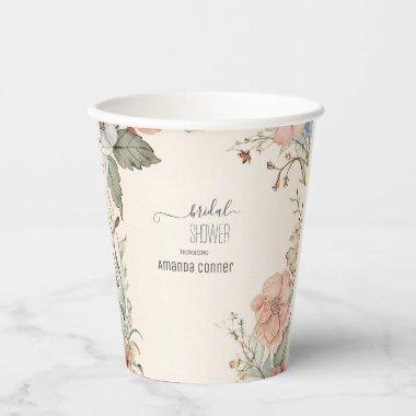 Shabby Chic Wildflower Bridal Shower Paper Cups