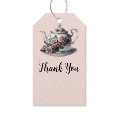 Shabby Pink Rose Vines Floral Bridal Tea Shower Gift Tags