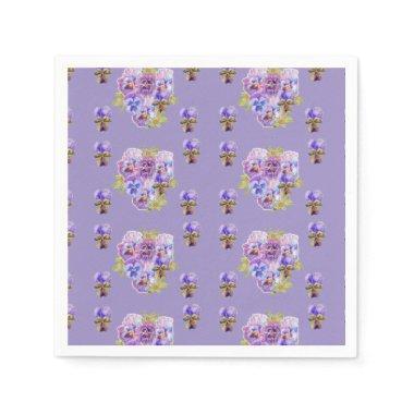 Shabby Purple Pansy viola Serviette Napkins Purple