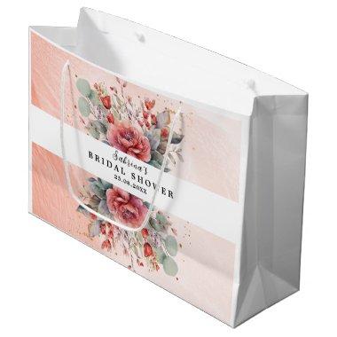 Shade Of Blush Pink Peach Dusty Blue Bridal Shower Large Gift Bag