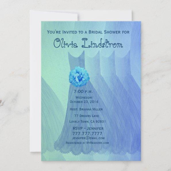 SHADES OF BLUE Dresses Bridal Shower Invitations