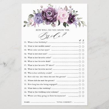 Shades of Dusty Purple Blooms Bridal Shower Game
