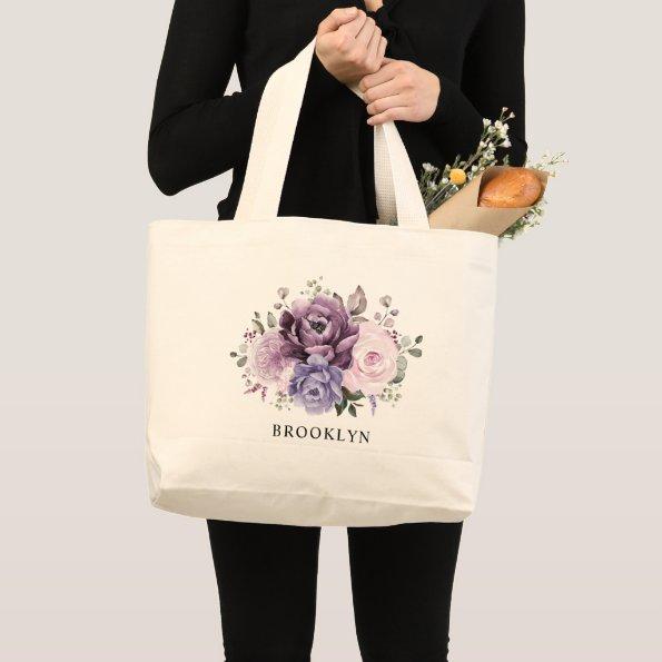 Shades of Dusty Purple Blooms Bridal Shower Gift T Large Tote Bag