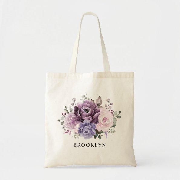 Shades of Dusty Purple Blooms Bridal Shower Gift Tote Bag