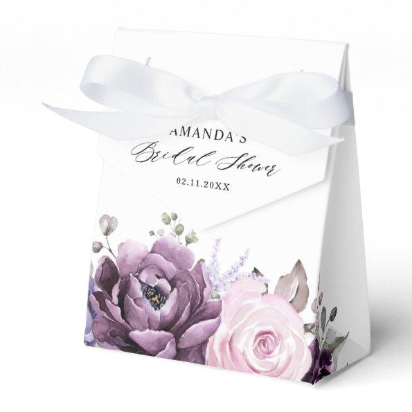 Shades of Dusty Purple Blooms Floral Bridal Shower Favor Box