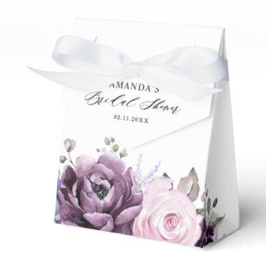 Shades of Dusty Purple Blooms Floral Bridal Shower Favor Boxes