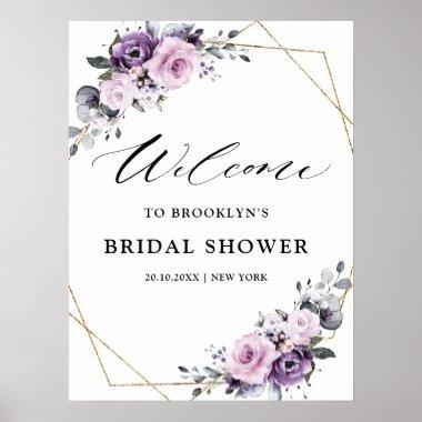 Shades of Dusty Purple Bridal Shower Welcome Poster