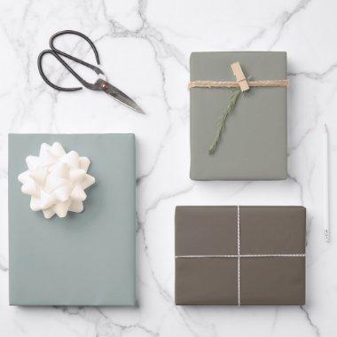 Shades of Gray Walnut Brown Simple Solid Color Wrapping Paper Sheets
