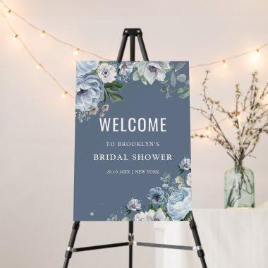 Shades of Grey Dusty Blue Bridal Shower Welcome Fo Foam Board