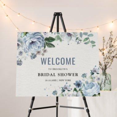 Shades of Grey Dusty Blue Bridal Shower Welcome Foam Board