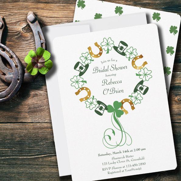 Shamrock and Gold Horseshoe Wreath