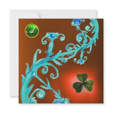 SHAMROCK FLORAL ST PATRICK'S DAY PARTY MONOGRAM Invitations