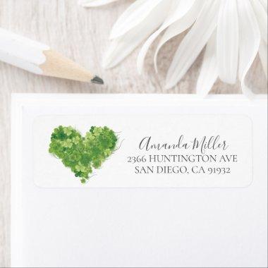 Shamrock Heart Bridal Shower Return address Label