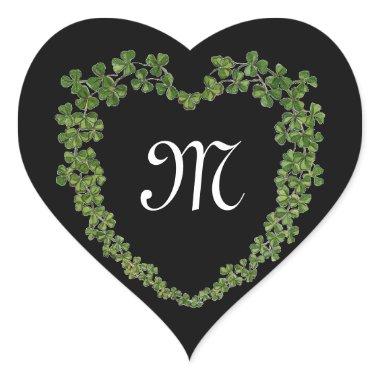 SHAMROCK HEART MONOGRAM St Patrick's Day Black Heart Sticker