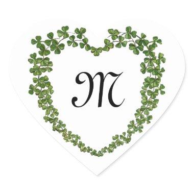 SHAMROCK HEART MONOGRAM St Patrick's Day White Heart Sticker