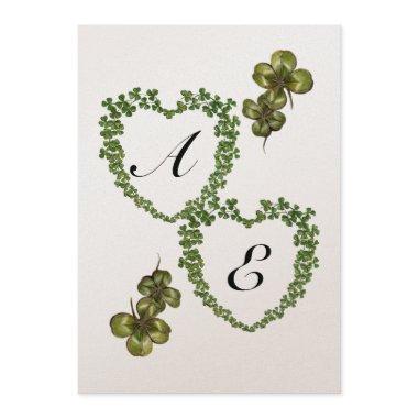 SHAMROCK HEARTS MONOGRAM champagne Announcement