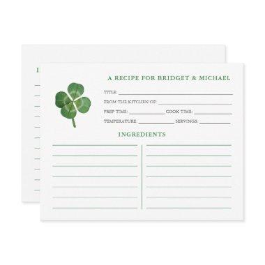 Shamrock St Patricks Day Bridal Shower Recipe Invitations