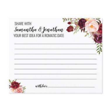 Share Date Idea Marsala Flowers Bridal Shower Game