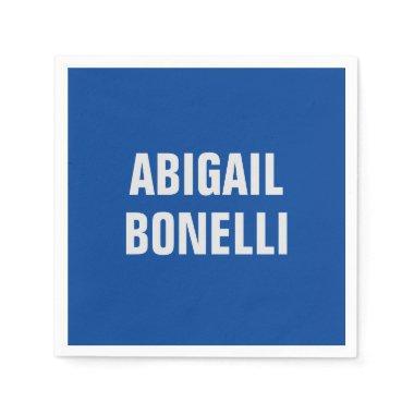 Sharp bold custom excellent minimalist name blue napkins