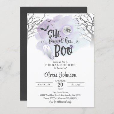 She Found Her Boo Bridal Shower with Ghost (Purp) Invitations