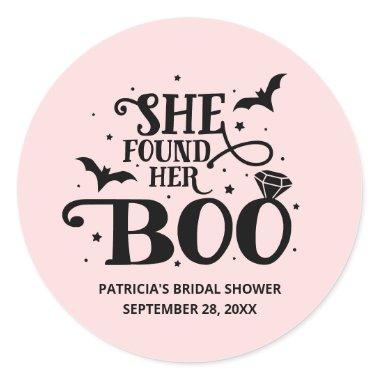 She Found Her Boo Halloween Bridal Shower Classic Classic Round Sticker