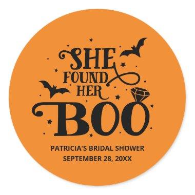 She Found Her Boo Halloween Bridal Shower Classic Round Sticker