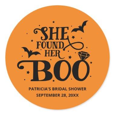 She Found Her Boo Halloween Bridal Shower Classic Round Sticker