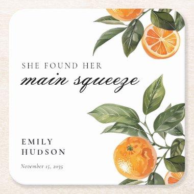 She Found Her Main Squeeze  Square Paper Coaster
