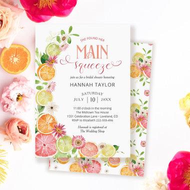 She Found Her Main Squeeze Citrus Bridal Shower Invitations