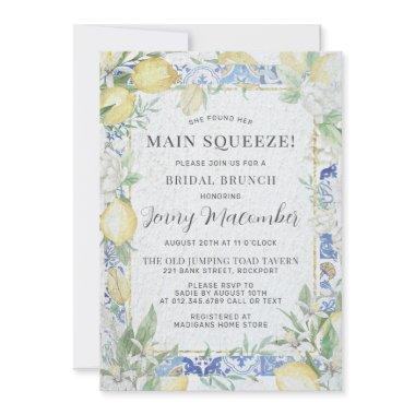 She Found Her Main Squeeze Lemon Bridal Brunch Invitations