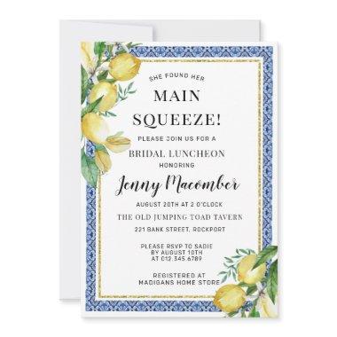 She Found Her Main Squeeze Lemon Bridal Luncheon Invitations