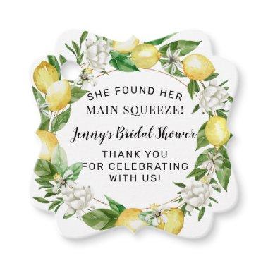 She Found Her Main Squeeze Lemon Bridal Shower Favor Tags