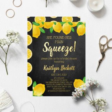 She Found Her Main Squeeze Lemon Bridal Shower Foil Invitations