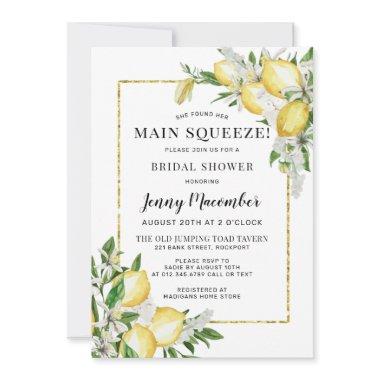 She Found Her Main Squeeze Lemon Bridal Shower Invitations