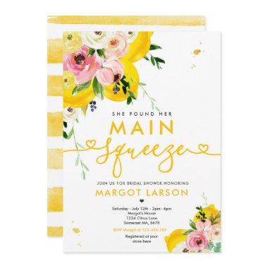 She Found Her Main Squeeze Lemon Bridal Shower Invitations