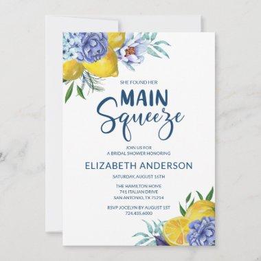 She Found Her Main Squeeze Lemon Bridal Shower Invitations
