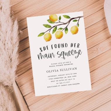 She Found Her Main Squeeze Lemon Bridal Shower Invitations